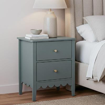 bedside table 2 drawers bedroom storage nightstand green