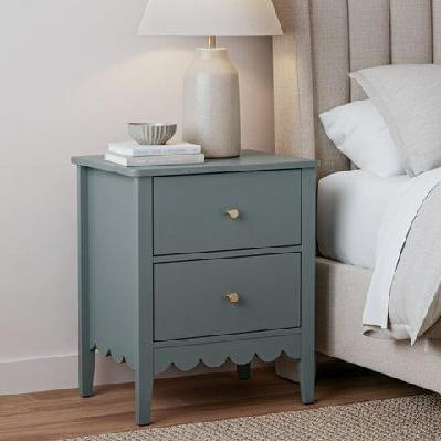 bedside table 2 drawers bedroom storage nightstand green
