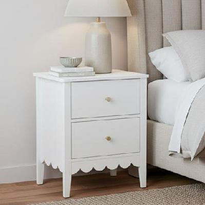 bedside table 2 drawers bedroom storage nightstand white