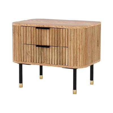 bedside table 2 drawers paulownia wood pine