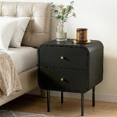 bedside table 2 drawers side end table nightstand black