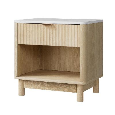 bedside table nightstand 1 drawer shelves pine