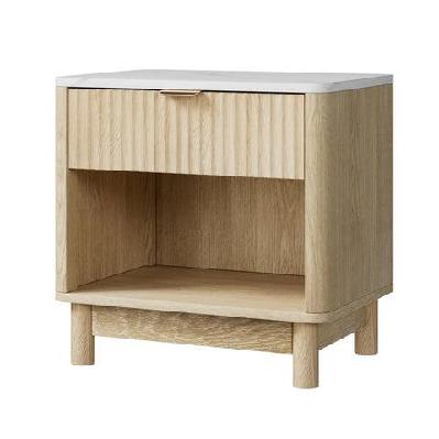bedside table nightstand 1 drawer shelves pine