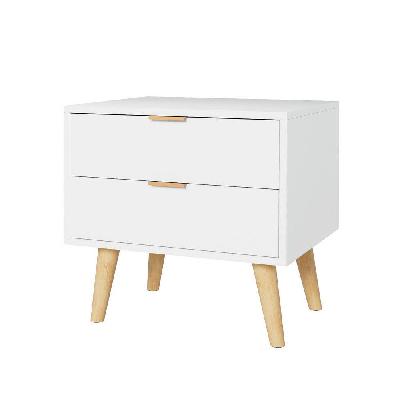 bedside table nightstand 2 drawers - white