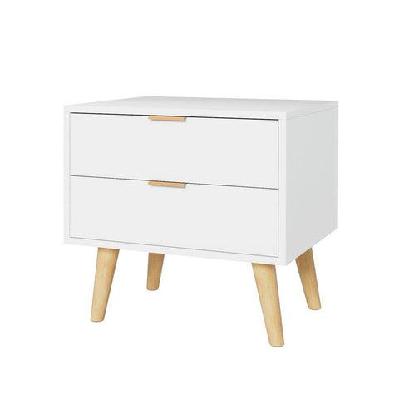 bedside table nightstand 2 drawers - white