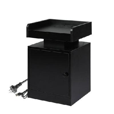 bedside table with rgb led lights usb charging outlets and adjustable storage - black