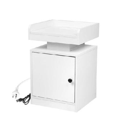 bedside table with rgb led lights usb charging outlets and adjustable storage - white