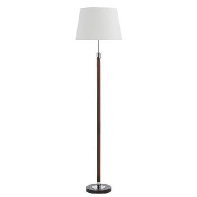 belmore contemporary standing floor lamp light metal fabric walnut white
