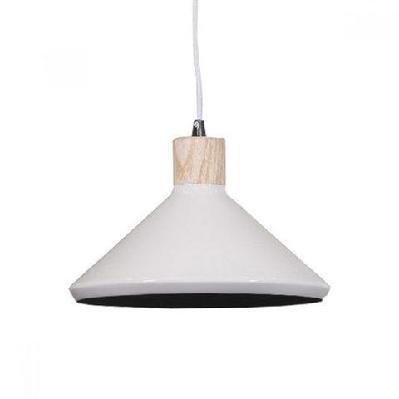 benson classic metal cone cord drop pendant light lamp - wood veneer and milky white inside