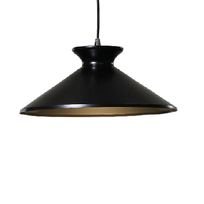 belina classic metal cone cord drop pendant light lamp - matte black gold inside