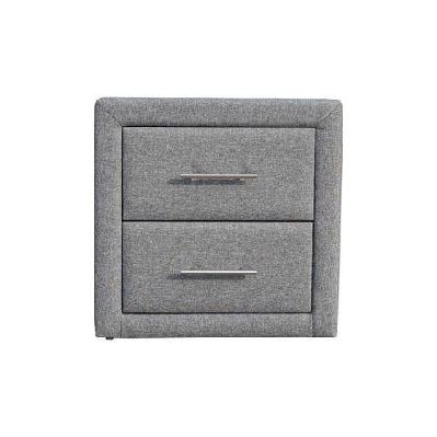 modern 2-drawer fabric nightstand bedside table - dark grey