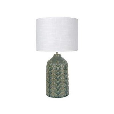 benya contemporary patterned ceramic table lamp light linen drum shade -  green