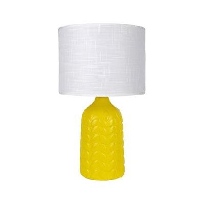 benya contemporary patterned ceramic table lamp light linen drum shade -  yellow