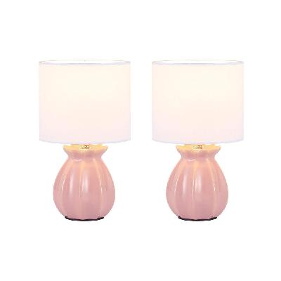 bloom ceramic table desk lamp light set of 2 - blush