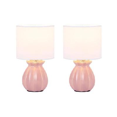 bloom ceramic table desk lamp light set of 2 - blush