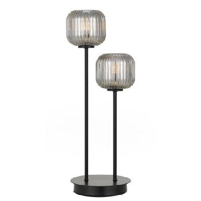 bobo modern table desk lamp light glass metal black smoke matte