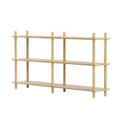 bookshelf 3 tiers bookcase display shelves wooden storage stand rack pine