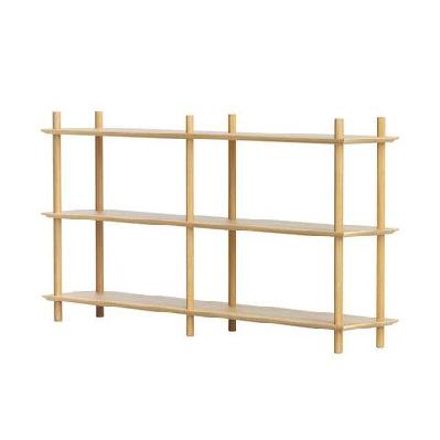 bookshelf 3 tiers bookcase display shelves wooden storage stand rack pine