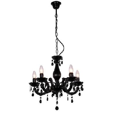 bowie elegant 5 lights acrylic hanging chandelier lamp - black