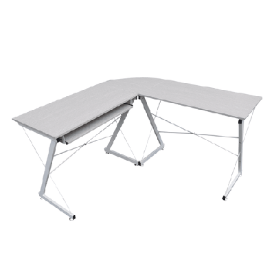 l-shape office study computer desk  metal frame - light grey