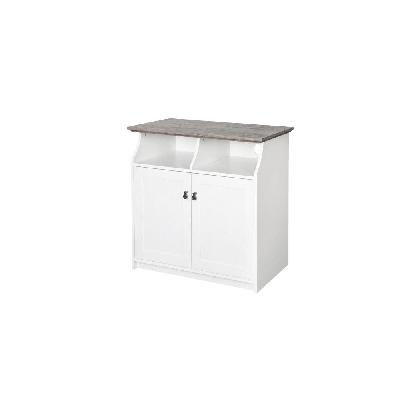 broweville  2 door storage cabinet - grey oak and white