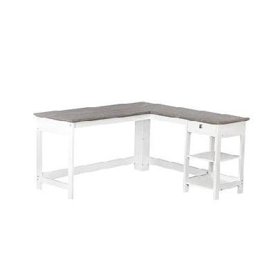 broweville corner l-shaped office study desk 150cm - grey oak and white