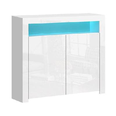 buffet sideboard cabinet led high gloss storage cupboard 2 doors white