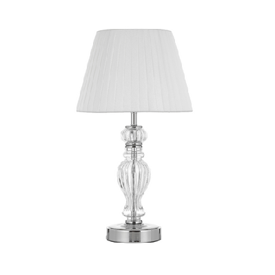 cadiz modern table desk lamp light metal glass fabric chrome white gloss