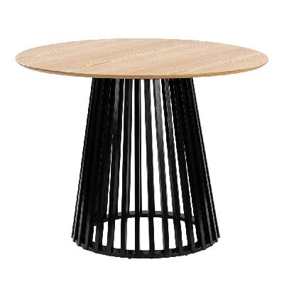 calandra round kitchen dining table 100cm solid pine wood legs black/oak