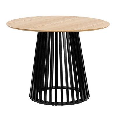calandra round kitchen dining table 100cm solid pine wood legs black/oak