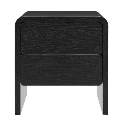 callex nightstand bedside unit side table 2-drawer black