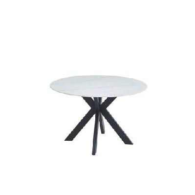 callian ceramic marble look round kitchen dining table 120cm - snow white