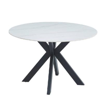 callian ceramic marble look round kitchen dining table 120cm - snow white