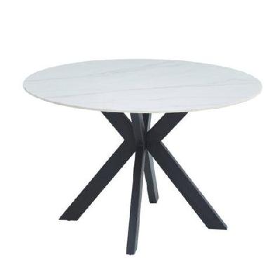 callian ceramic marble look round kitchen dining table 120cm - snow white