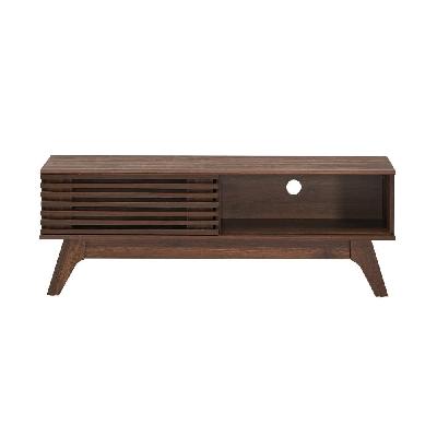 camille wooden lowline entertainment unit tv stand 120cm w/ 1-door - walnut