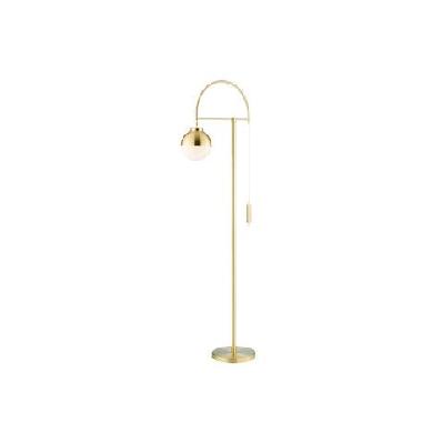 carrie modern iron stand frosted glass shade floor light lamp - brass