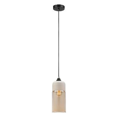 casa pendant lamp light interior es white with amber glass oblong od130mm