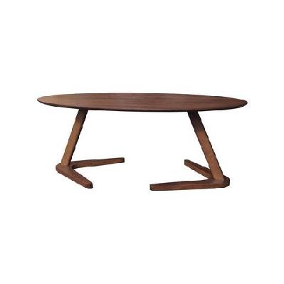 modern wooden oval wooden coffee table - dark walnut