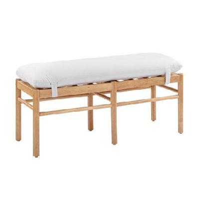 casey wooden frame fabric cushion ottoman bench 113cm white 