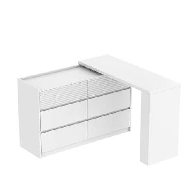 caspian large retractable chest of 6-drawers dresser storage cabinet white