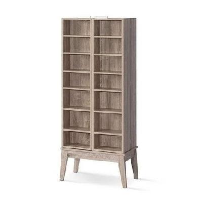 cd dvd media storage display shelf folding cabinet bookshelf bluray rack oak