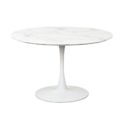 cecil round dining table marble effect 120cm - white sevella