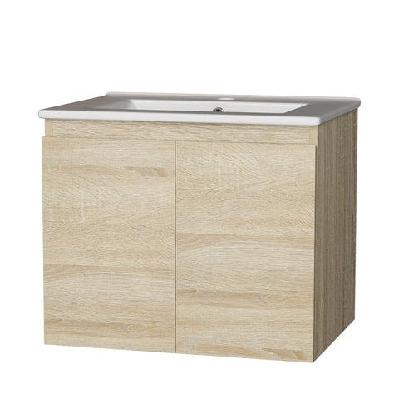 cefito vanity unit basin cabinet storage bathroom wall mounted ceramic 600mm oak
