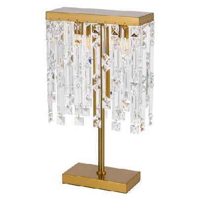 cerone modern table desk lamp light metal crystal antique gold clear