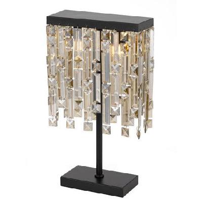 cerone modern table desk lamp light metal crystal black champagne