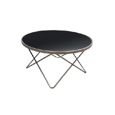 champagne modern scandinavian round coffee table - 85cm - tempered glass top