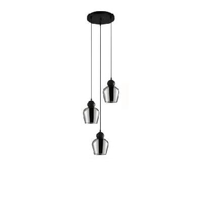 champan pendant lamp light interior es 3x72w black smoke glass ellipse round base