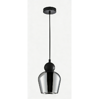 champan pendant lamp light interior es 72w black smoke glass ellipse od145mm x h200mm