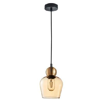 champan pendant lamp light interior es 72w bronze amber glass ellipse od145mm x h200mm