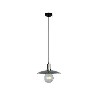 chapeau pendant lamp light interior es smoke glass coolie with satin chrome highlight od300mm